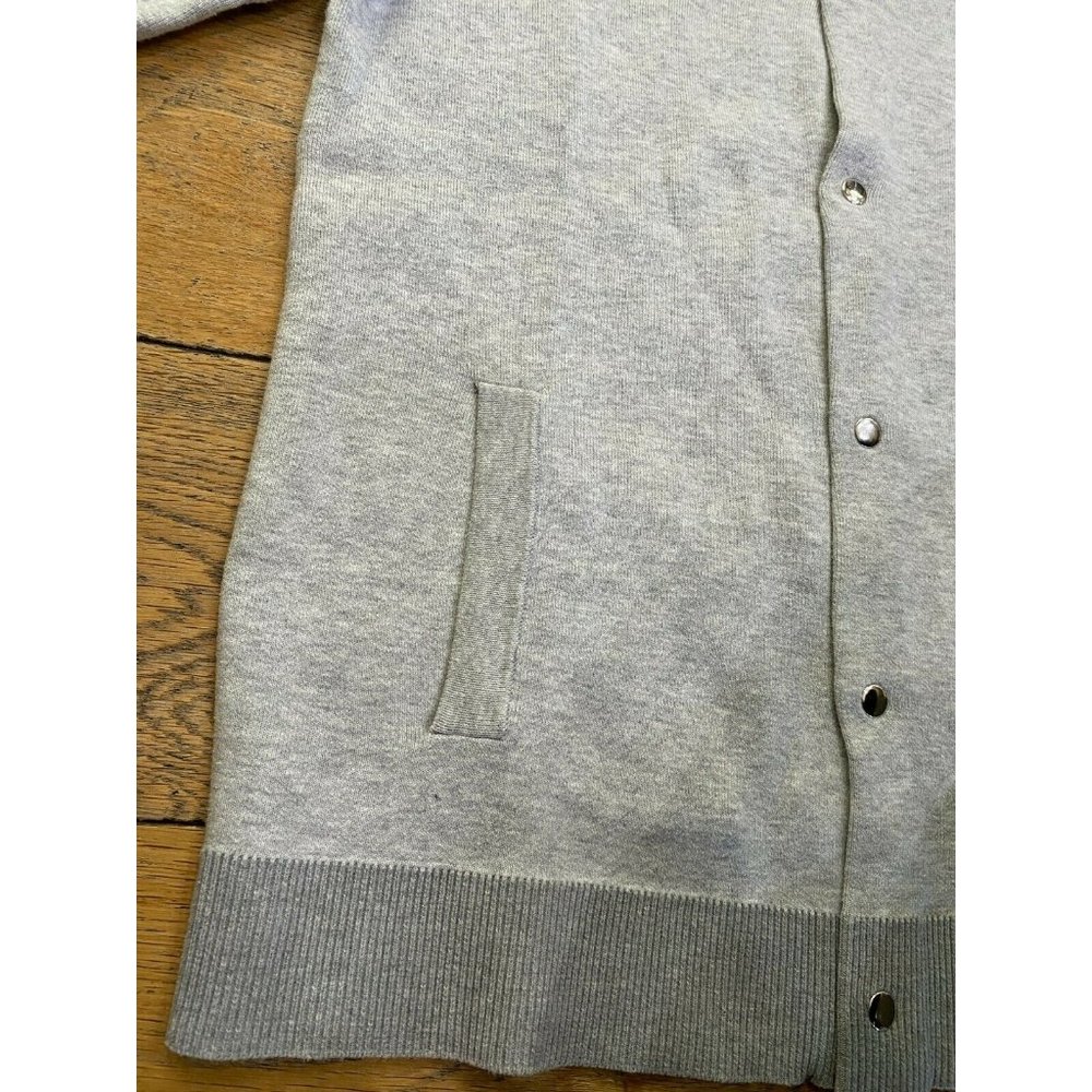 REISS Grey Fraiser Knitted Cotton Bomber Jacket - Picture 8 of 10